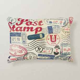 Retro postzegels,  collectie. accent kussen