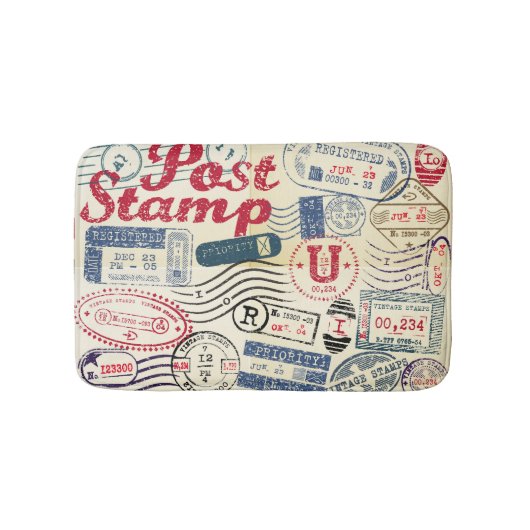 Retro postzegels, collectie. badmat (Voorkant)