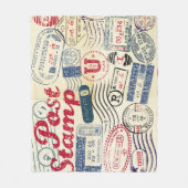 Retro postzegels,  collectie. fleece deken (Voorkant)