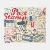 Retro postzegels,  collectie. fleece deken (Voorkant (Horizontaal))