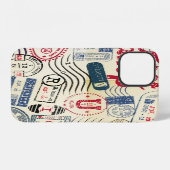 Retro postzegels, collectie. iPhone hoesje (Achterkant horizontaal)