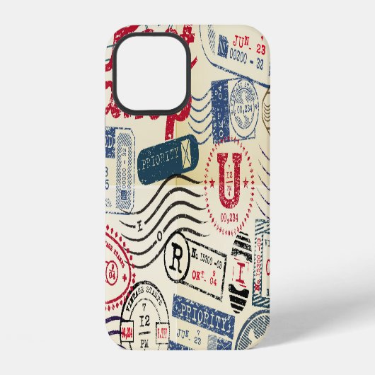 Retro postzegels, collectie. iPhone hoesje (Achterkant)