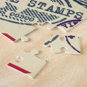 Retro postzegels,  collectie. legpuzzel (Zijkant)