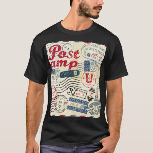Retro postzegels,  collectie. t-shirt