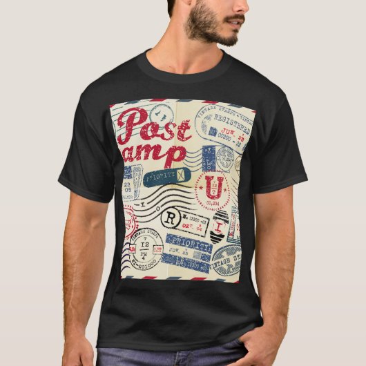 Retro postzegels, collectie. t-shirt (Voorkant)