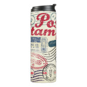 Retro postzegels,  collectie. thermosbeker (Gedraaid links)