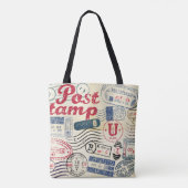 Retro postzegels, collectie. tote bag (Achterkant)