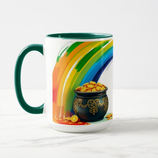 Retro Pot met Goud St. Patrick's Geluks munt Mok (Links)