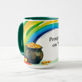 Retro Pot met Goud St. Patrick's Geluks munt Mok (Voorkant links)