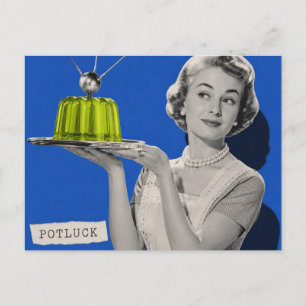 retro potluck Vrouw surrealistische collage Briefkaart