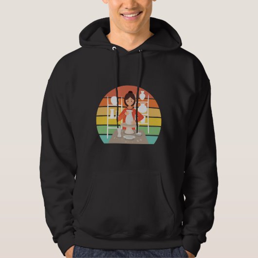 Retro Pottery Woman Ceramic Kiln Hoodie (Voorkant)