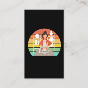 Retro Pottery Woman Ceramic Kiln Visitekaartje