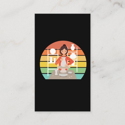 Retro Pottery Woman Ceramic Kiln Visitekaartje (Voorkant)