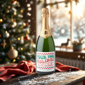 Retro "Pour the Holiday Cheer" Kerst Sparkling Wijnetiket
