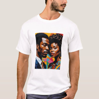 Retro Power Couple Vibrant Afrocentrisch Art T-shi T-shirt