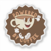 Retro Powered by Coffee Sticker (Voorkant)