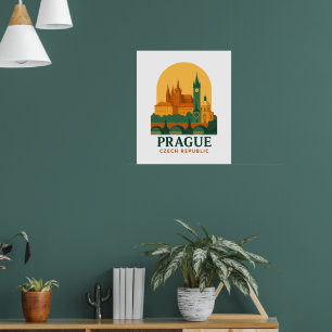 Retro Praag Tsjechië Reis Poster