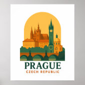 Retro Praag Tsjechië Reis Poster (Voorkant)
