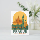 Retro Praag Tsjechië Reizen Vintage Briefkaart (Staand voorkant)