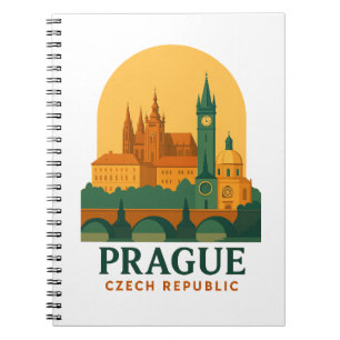 Retro Praag Tsjechië Reizen Vintage Notitieboek