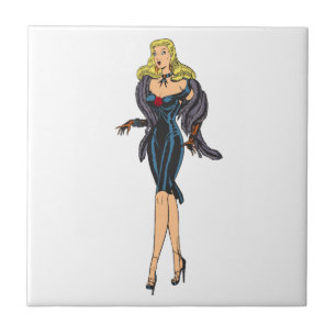 Retro prachtige glamour meisje klassieke blonde pi tegeltje