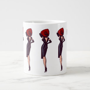 Retro Prachtige Glamour Meisje Oude Pin-up Grote Koffiekop
