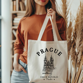 Retro Prague Landscape in Czech Republic Tote Bag