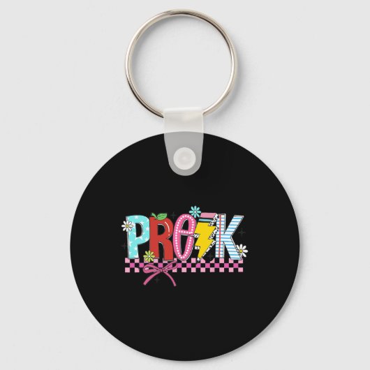 Retro Pre K Leraar Bliksemflits Potlood Terug Naar Sleutelhanger (Voorkant)