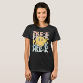 Retro Pre K Leraar Student Eerste Dag Van School P T-shirt (Voorkant volledig)