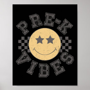 Retro Pre-k Sfeer Leraar Student 1e Dag Terug Naar Poster