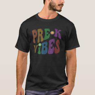 Retro Pre K Vibes Teacher Hallo Prek Pink T-shirt