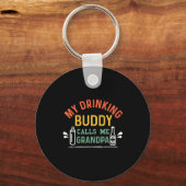 Retro Pregnancy Announcement Grandpa My Drinking B Sleutelhanger (Voorkant)