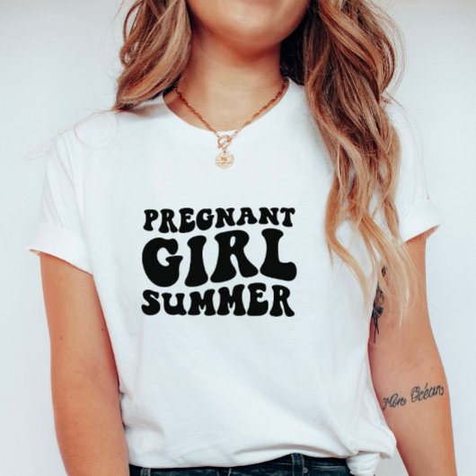 Retro Pregnant Girl Summer; Maternity Summer  T-shirt