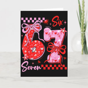Retro Preppy Coquette Strik 6 7 Zes Zeven Liefde V Kaart