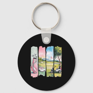 Retro Preppy Golf Golfer Vrouwen Meisjes Kinderen Sleutelhanger