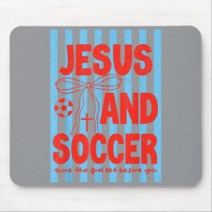 Retro Preppy Jezus En Voetbal Religieus Man Vrouwe Muismat