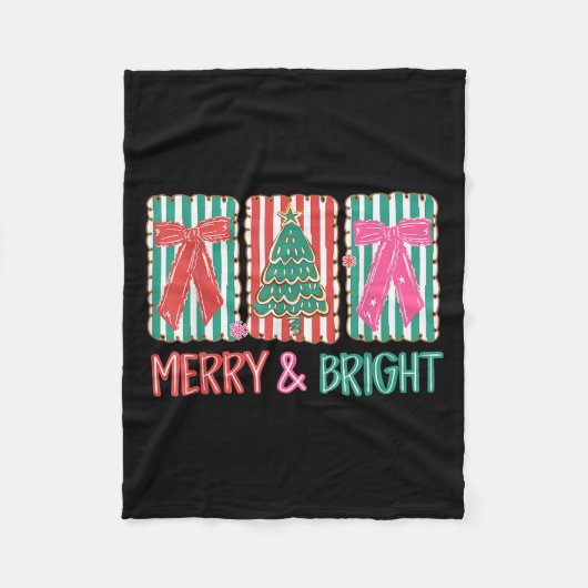 Retro Preppy Merry And Bright Girly Coquette Chris Fleece Deken (Voorkant)