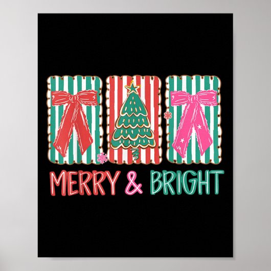 Retro Preppy Merry And Bright Girly Coquette Chris Poster (Voorkant)