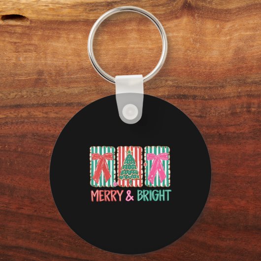 Retro Preppy Merry And Bright Girly Coquette Chris Sleutelhanger (Voorkant)