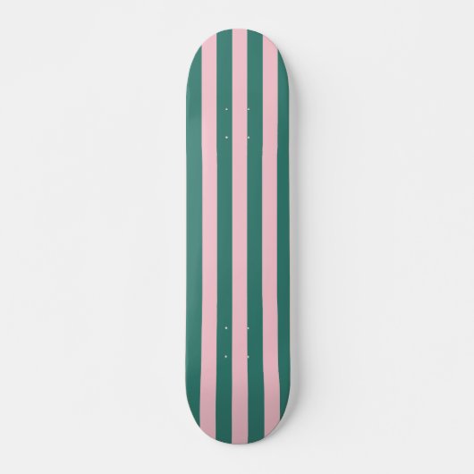 Retro Preppy Sportswear Stripes - Roze Groen Persoonlijk Skateboard (Voorkant)