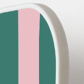Retro Preppy Sportswear Stripes - Roze Groen Pickleball Paddle (Links Detail)