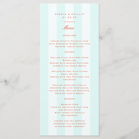Retro Preppy Stripes Trouwmenu Menu (Voorkant)