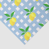 Retro Preppy Style Yellow Lemons Blue White Check Tissuepapier (Detail)