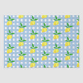 Retro Preppy Style Yellow Lemons Blue White Check Tissuepapier (Voorkant)