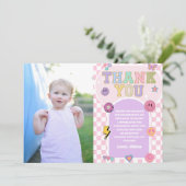 Retro Preppy Varsity Patch Verjaardagsfeestje Bedankkaart (Staand voorkant)