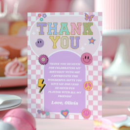 Retro Preppy Varsity Patch Verjaardagsfeestje Bedankkaart