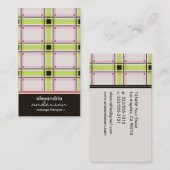 Retro Preppy Visitekaartjes (limoen/roze) (Voorkant / Achterkant)