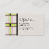 Retro Preppy Visitekaartjes (limoen/roze) (Achterkant)