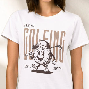 Retro Pret Humor Bruine Persoonlijke Golfvrouw T-shirt