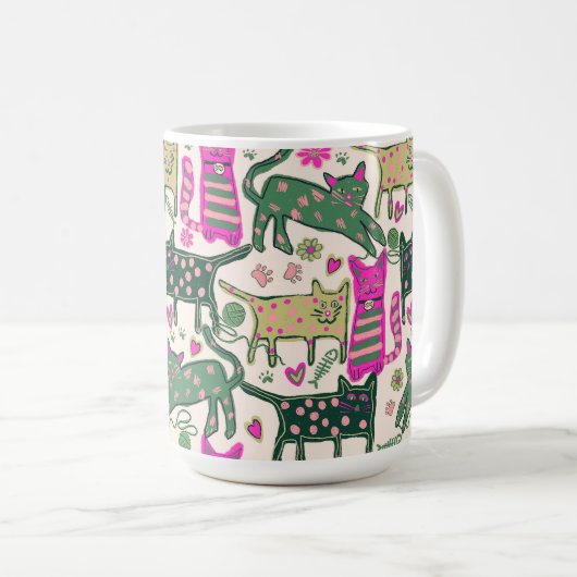 Retro pret kat ontwerp koffiemok (Voorkant rechts)